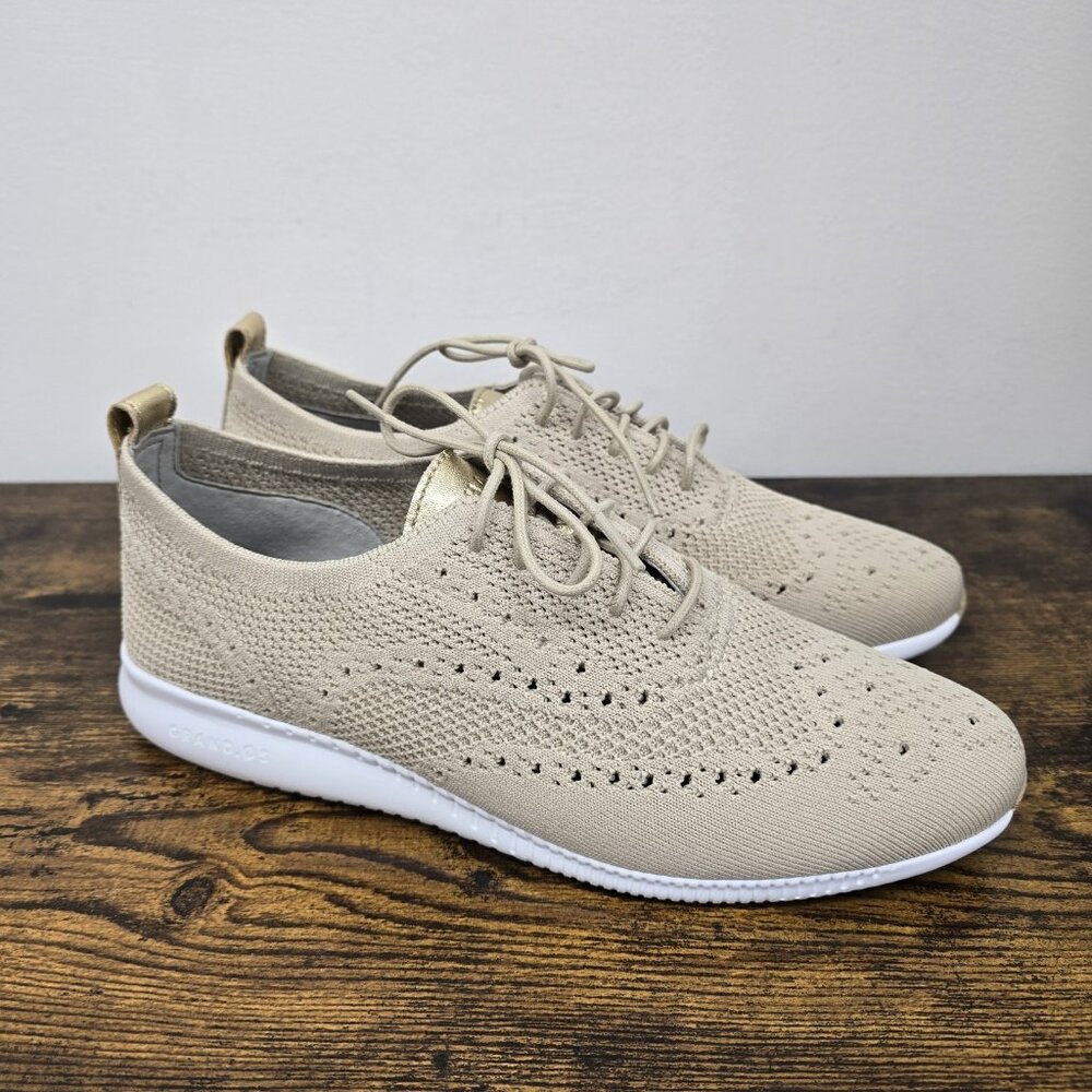 NEW Cole Haan 2 Zerogrand Stitchlite Wingtip Oxford Shoes 10 B Rye White Sole - Picture 3 of 10